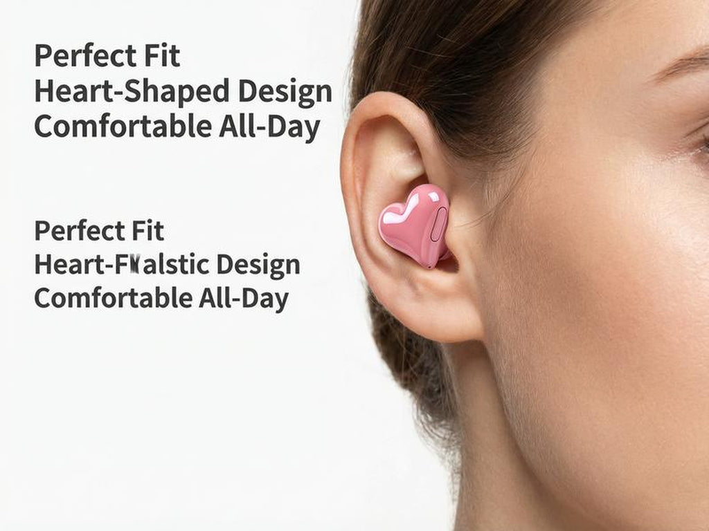 Avamoon Heart Shape Wireless Noise Cancelling In-Ear Gaming Headset with LED Touch Control for Girls and Women Electronic Gift Made of Durable PC ABS Material Bluetooth 5.3 Connection Clear Calls IPX4 Water Resistant