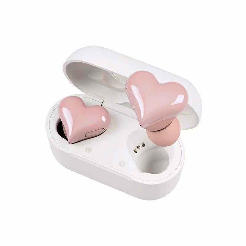Avamoon Heart Shape Wireless Noise Cancelling In-Ear Gaming Headset with LED Touch Control for Girls and Women Electronic Gift Made of Durable PC ABS Material Bluetooth 5.3 Connection Clear Calls IPX4 Water Resistant