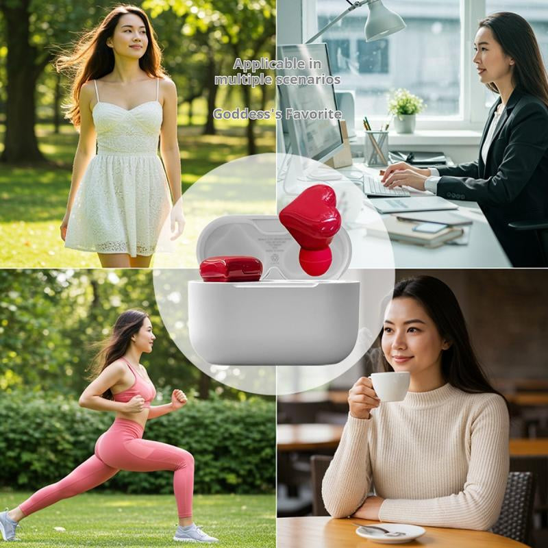 Avamoon Heart Shape Wireless Noise Cancelling In-Ear Gaming Headset with LED Touch Control for Girls and Women Electronic Gift Made of Durable PC ABS Material Bluetooth 5.3 Connection Clear Calls IPX4 Water Resistant